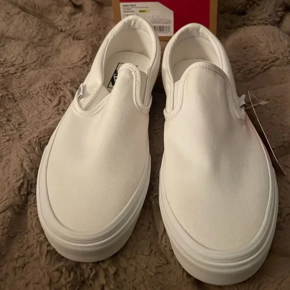 Vans | Shoes | Vans Pure White Slip Ons Nwt Box | Poshmark display picture 3